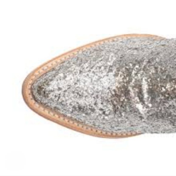 Ferrini Dazzle Glitter Silver Ladies Snipped Toe Boots Women's 7 1/2B - Picture 2 of 5